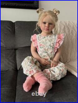 40in Realistic Reborn Doll Painted Toddler Girl Kits With Cloth Body Connectors