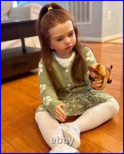40inch Assembeld Painted Cute Reborn Doll Toddler Girl Rooted Hair DIY Toy Gifts