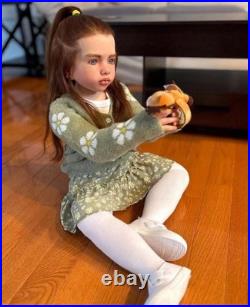 40inch Assembeld Painted Cute Reborn Doll Toddler Girl Rooted Hair DIY Toy Gifts