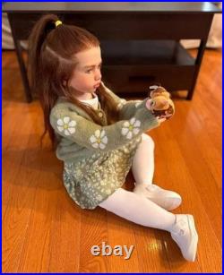 40inch Assembeld Painted Cute Reborn Doll Toddler Girl Rooted Hair DIY Toy Gifts