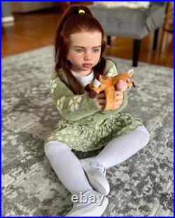 40inch Assembeld Painted Cute Reborn Doll Toddler Girl Rooted Hair DIY Toy Gifts