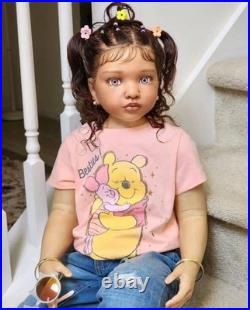 40inch Realistic Reborn Doll Unfinished Kit Toddler Girl Rooted Hair Girls Gifts