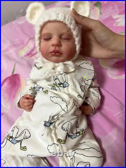 4.4LBS Realistic Reborn Doll Soft Body Asleep Girl Boy Handmade Newborn Baby Toy