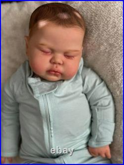 60CM Lifelike Reborn Baby Doll Toddler Pickle Painted Hair Soft Body