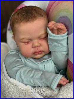 60CM Lifelike Reborn Baby Doll Toddler Pickle Painted Hair Soft Body