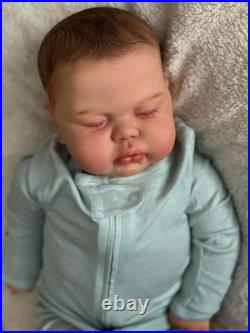 60CM Lifelike Reborn Baby Doll Toddler Pickle Painted Hair Soft Body