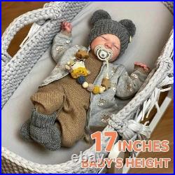ADFO Lifelike Reborn Baby Dolls Vinyl Full Body Boy 17-Inch Soft Body Reali