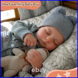 ADFO Lifelike Reborn Baby Dolls Vinyl Full Body Boy 17-Inch Soft Body Reali