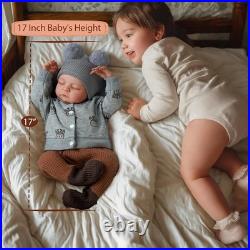 ADFO Lifelike Reborn Baby Dolls Vinyl Full Body Boy 17-Inch Soft Body Reali