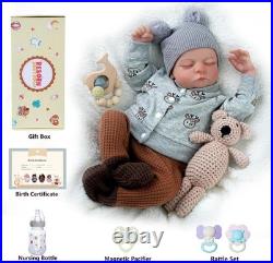 ADFO Lifelike Reborn Baby Dolls Vinyl Full Body Boy 17-Inch Soft Body Reali