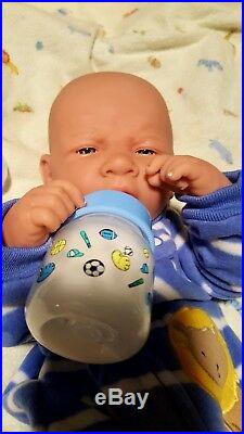 AWW! BABY BOY PUPPY LOVE! Preemie Life Like Reborn Pacifier Doll + Extras