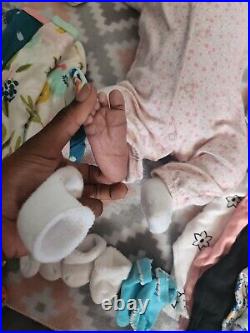 Aa/biracial Reborn Doll Skya Newborn Baby Girl