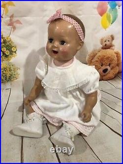 Adorable Vintage Composition/vinyl Baby Girl Doll 22 Tall Read full description