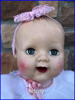 Adorable Vintage Composition/vinyl Baby Girl Doll 22 Tall Read full description