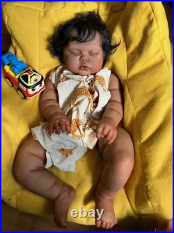 African Chubby Toddler Girl Pickle Vinyl Body Hand-Rooted Hair Reborn Baby Doll African Chubby Toddler Girl Pickle Vinyl Body Hand-Rooted Hair Reborn Baby Doll