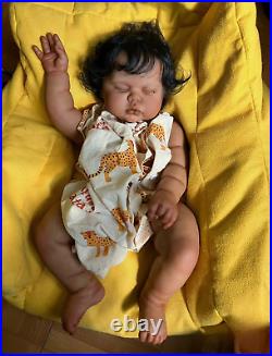 African Chubby Toddler Girl Pickle Vinyl Body Hand-Rooted Hair Reborn Baby Doll