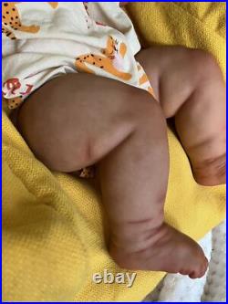 African Chubby Toddler Girl Pickle Vinyl Body Hand-Rooted Hair Reborn Baby Doll