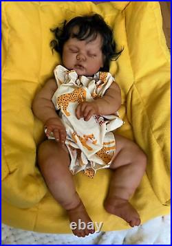 African Chubby Toddler Girl Pickle Vinyl Body Hand-Rooted Hair Reborn Baby Doll