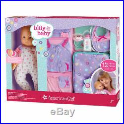 American Girl Bitty Baby Doll Light Skin Blond Hair Blue Eyes 12-piece Set