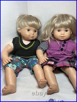 American Girl Bitty Baby Twins Dolls Blonde & Brunette 4 Dolls with Extras Look