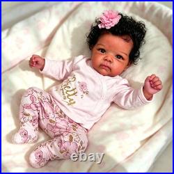 Anano Black Reborn Baby Dolls Full Body-18 In Black Reborn Dolls Girl Realistic