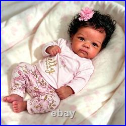 Anano Black Reborn Baby Dolls Full Body-18 In Black Reborn Dolls Girl Realistic
