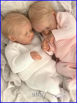 Anano Real Lifelike Twins Boy and Girl, 18Inch Reborn Baby Dolls Full Body Reali