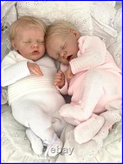 Anano Real Lifelike Twins Boy and Girl, 18Inch Reborn Baby Dolls Full Body Reali