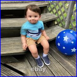 Artist Realistic 28'' Reborn Baby Doll Finished Toddler Short Hair Cloth Body