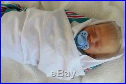 Ashley asleep preemie reborn real born baby doll, rooted mohair, Bountiful baby