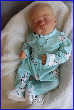 Ashley asleep preemie reborn real born baby doll, rooted mohair, Bountiful baby