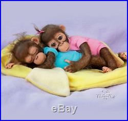 Ashton Drake Frankie & Fiona Lifelike Monkey Baby Doll Twins B