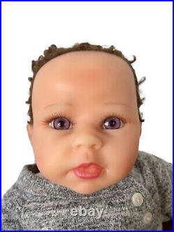 Ashton Drake Linda Murray Heartbeat Baby Doll Purple Eyes Weighted 20'' READ