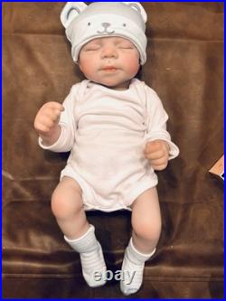 BRAND NEW 18 Inch Vinyl Reborn Baby Doll Light Complexion Brown Straight Hair