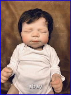 BRAND NEW 18 Inch Vinyl Reborn Baby Doll Light Complexion Brown Straight Hair