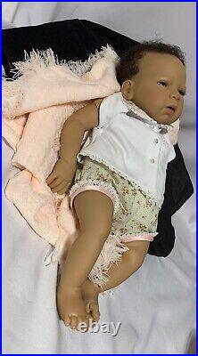 Baby Ariana Lee Middleton #01195 Med Black Skin Tone Vinyl Newborn Baby Doll 18