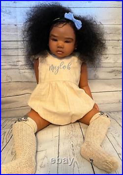 Black African Reborn Doll Kit Artist Painted Unassembled 30in Huge Toddler Girl