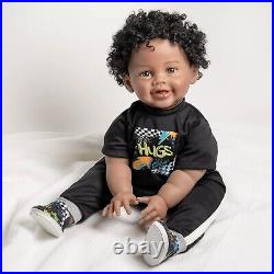 Black Reborn Toddler Doll 22 Chunky Baby Rooted Hair African American Doll New Black Reborn Toddler Doll 22 Chunky Baby Rooted Hair African American Doll New