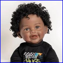 Black Reborn Toddler Doll 22 Chunky Baby Rooted Hair African American Doll New