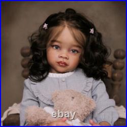 Black Skin 30 Finished Reborn Baby Doll Toddler Girl Hand-Rooted Hair Handmade