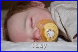 Bountiful baby Realborn Jaxson Asleep Hand Painted Rooted Mohair with COA