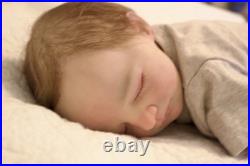 Bountiful baby Realborn Jaxson Asleep Hand Painted Rooted Mohair with COA