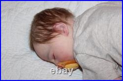 Bountiful baby Realborn Jaxson Asleep Hand Painted Rooted Mohair with COA