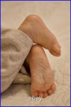 Bountiful baby Realborn Jaxson Asleep Hand Painted Rooted Mohair with COA