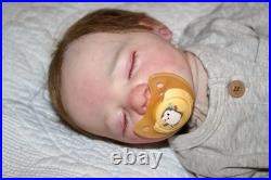 Bountiful baby Realborn Jaxson Asleep Hand Painted Rooted Mohair with COA