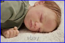 Bountiful baby Realborn Jaxson Asleep Hand Painted Rooted Mohair with COA