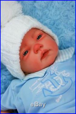 Butterfly Babies Reborn Baby Boy Doll Spanish Anchor Romper Wht Bobble Hat C