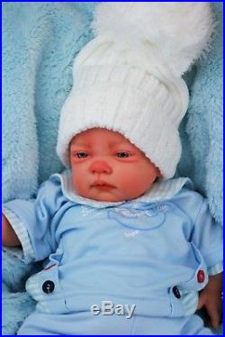 Butterfly Babies Reborn Baby Boy Doll Spanish Anchor Romper Wht Bobble Hat C