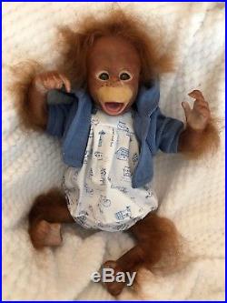 Cherish Dolls Reborn Baby Binki Girl Boy Orangutan Monkey Likelike Rooted Hair