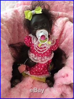 Cherish Dolls Uk Reborn Baby Chaz Girl Ape Monkey Nappy Magnetic Rooted Hair
